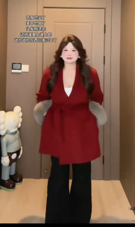 大码赫本风高级感上衣领口毛可拆卸