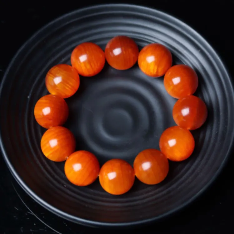 琥 珀 木 手串精品高油高密透光精工打磨木质文玩手串男文玩盘串