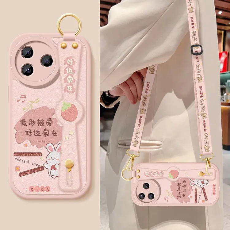 适用小米红米k80手机壳新款女k80pro好运常在斜挎腕带挂绳小羊皮