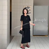 促年终大促 时尚宽松休闲洋气镂空提花上衣+半身裙两件套装2565Y5