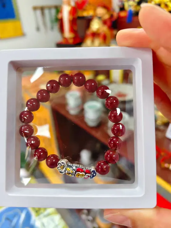 足银银制品 含辰砂工艺品足银999如意平安纳福朱砂手串