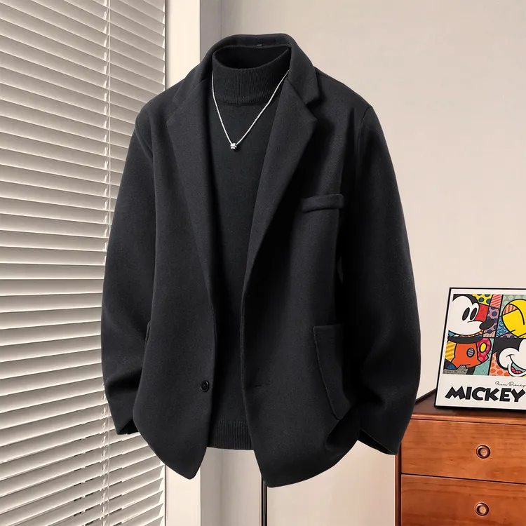 男生衣服高级感秋冬季男毛呢大衣痞帅慵懒风男装休闲外套保暖夹克