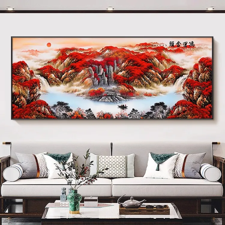 鸿运当头（横幅）客厅沙发背景2025沙发办公室晶瓷网红家居装饰品