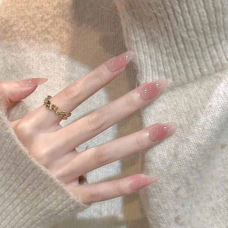 【微醺腮红】秋冬裸色腮红冰透显白美甲穿戴甲片短款温柔法式美甲