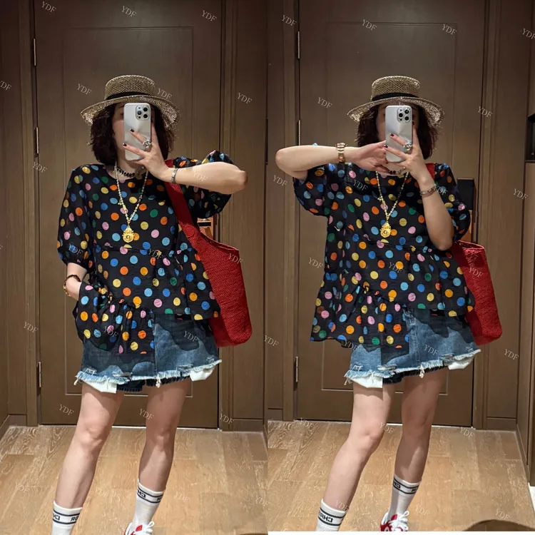 YDFSTUDIO小众【绚丽多彩】欧货高品重工彩色波点设计时尚百搭上衣