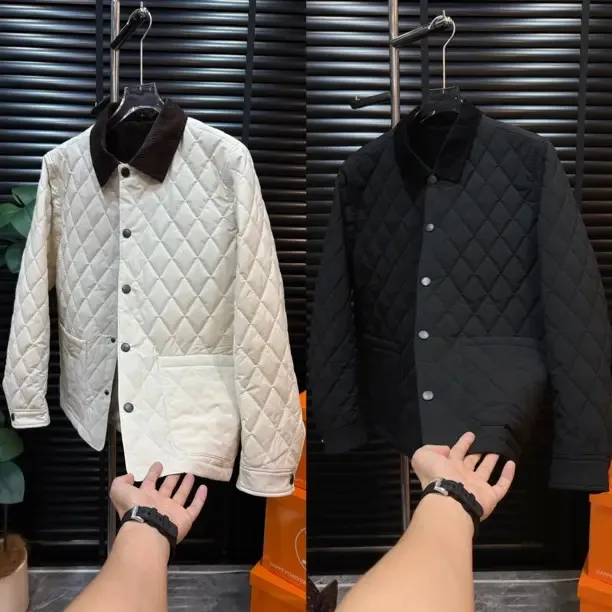 秋冬新款轻奢高端欧货纯色简约薄棉夹克男士保暖舒适通勤棉服外套
