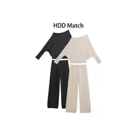 HDD- "休闲印象" 羊毛 秋季设计针织上衣+休闲裤女款套装 Y8977