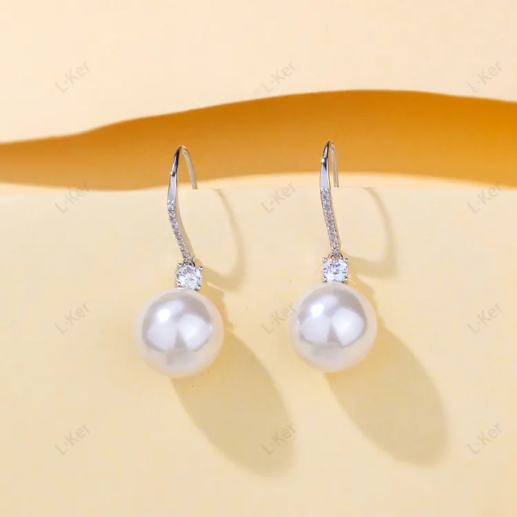 铜合金合成锆石耳饰 【有球必应】日韩温柔珠珠流苏轻奢耳环1290