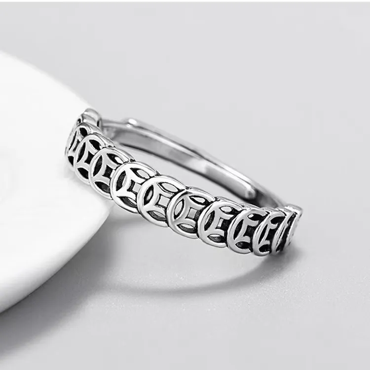 925戒指   钱多多戒指复古钱币简约时尚开口指环新中式民族风