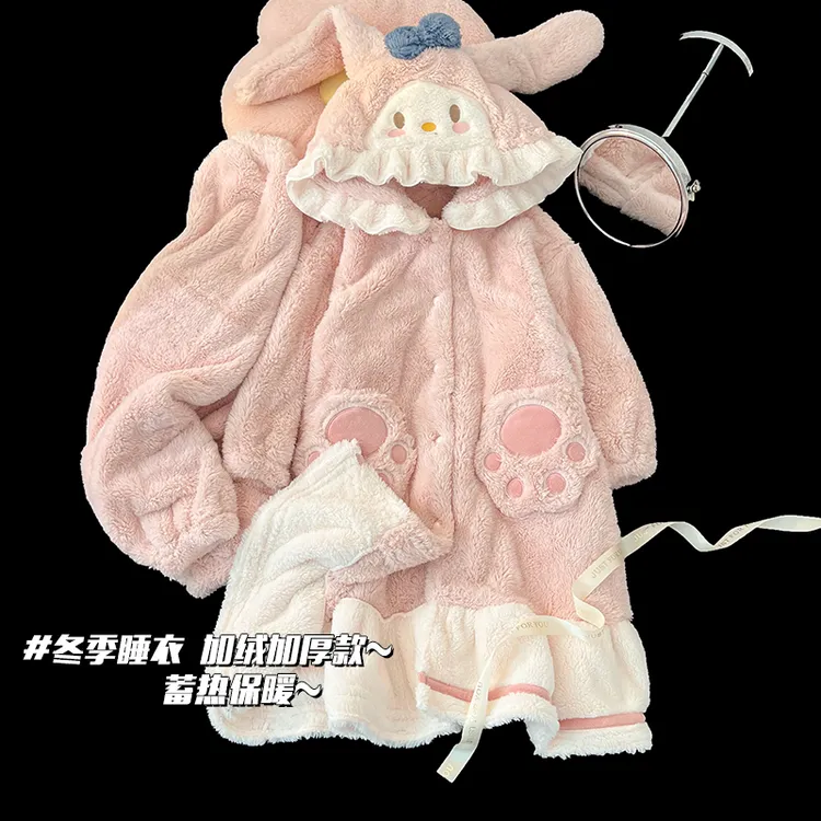 珊瑚绒儿童睡袍女秋冬季2025新款甜美公主风女童睡衣法兰绒家居服