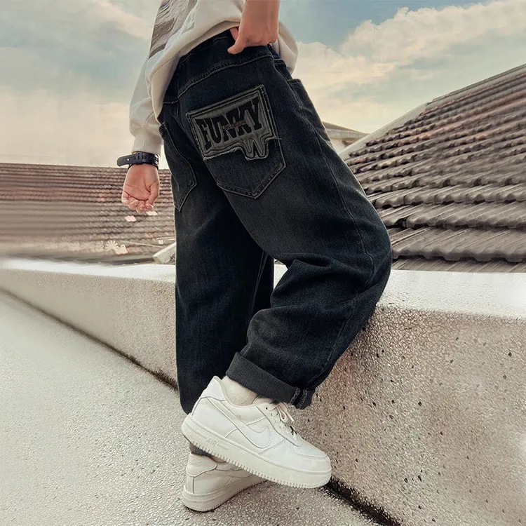 男童牛仔裤秋款中大童洋气弹力修身休闲复古秋季儿童牛仔裤秋冬款