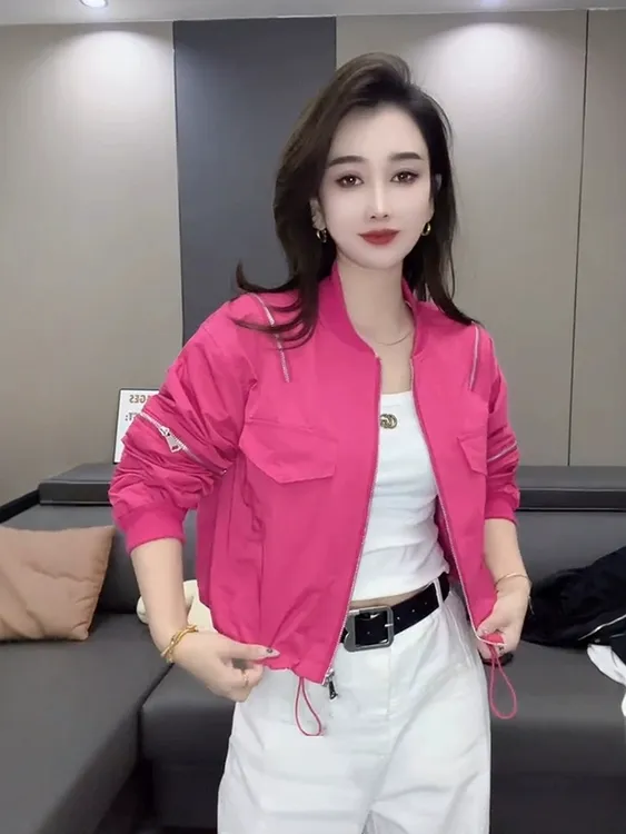 春秋外套女短款小个子上衣2026新款秋季女装立领夹克时尚棒球服商品图