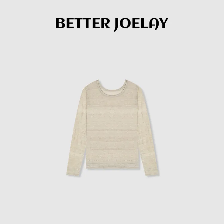 BETTER JOELAY-【文艺疏影】含羊毛时尚百搭简约T恤长袖潮流WS92258