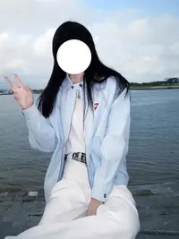 【鲸落廓形】美式复古翻领外套女秋季蓝色拉链夹克宽松上衣278播