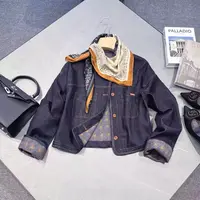 邹先森6217-29 深蓝原色小香风牛仔外套女短款季新款爆款圆领夹克