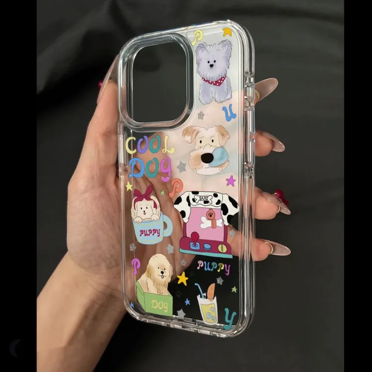 卡通欢乐狗狗适用苹果iphone16promax手机壳15/14透明13/12软壳11
