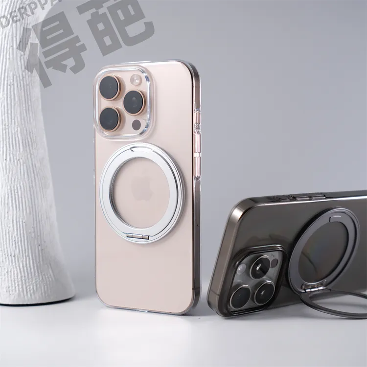 得葩旋转磁吸支架苹果17promax透明手机壳iphone16防摔保护15/14