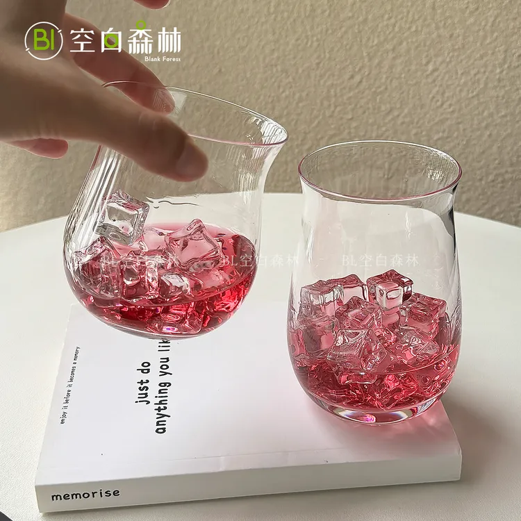 新中式大肚玻璃杯国风茶杯高颜值氛围感酒杯简约咖啡杯创意饮品杯