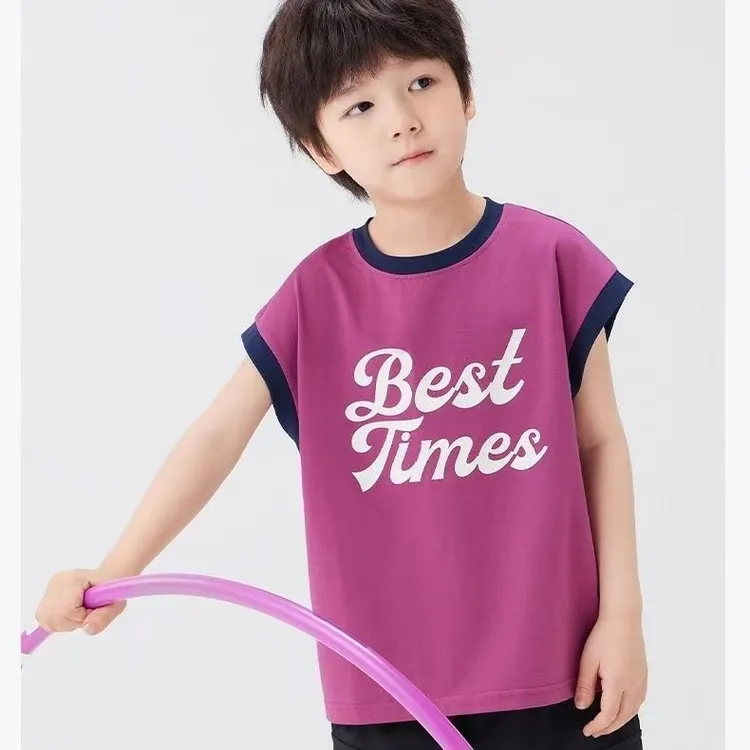 儿童背心T恤2025夏季新款纯棉休闲潮酷印花上衣男童潮款痞帅童装