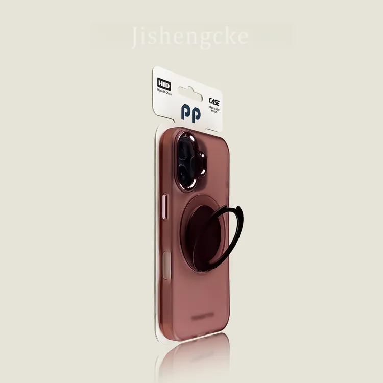 适用iphone16/16pro手机壳粉色金属旋转支架16promax磨砂防指纹硬