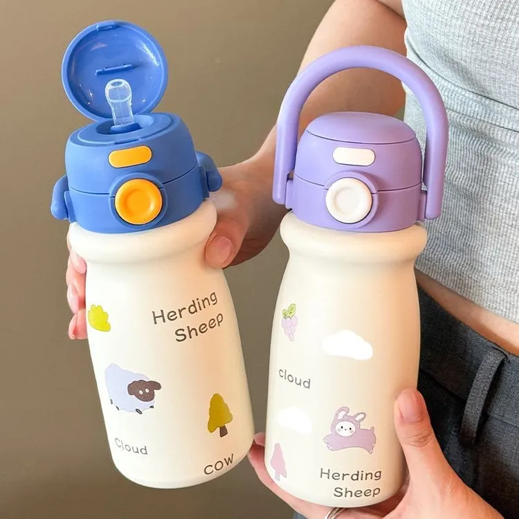 儿童保温杯新款2025高颜值简约吸管杯大容量便捷学生上学水杯GPH