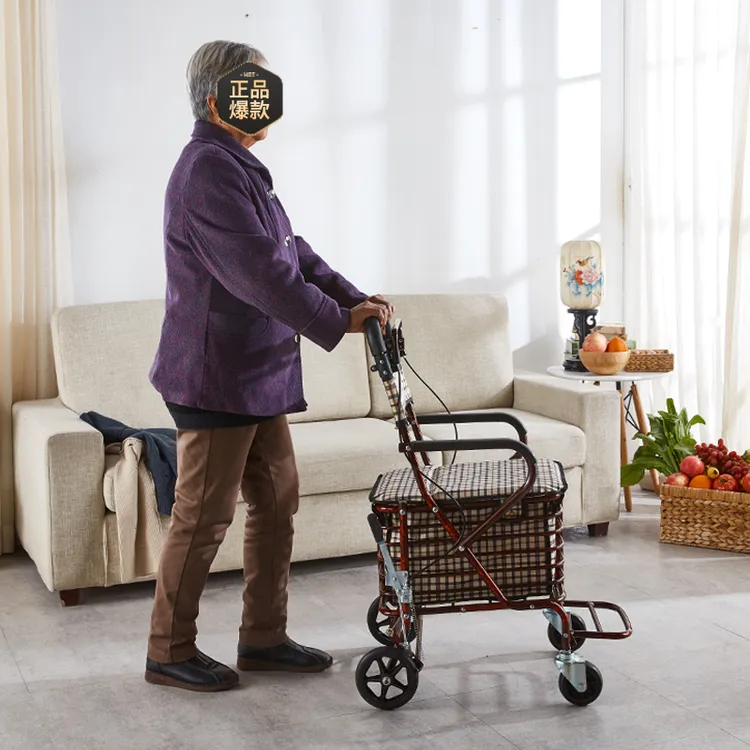 手推车可可坐买菜老人行走助行小推车可折叠购物车老年代步车可推