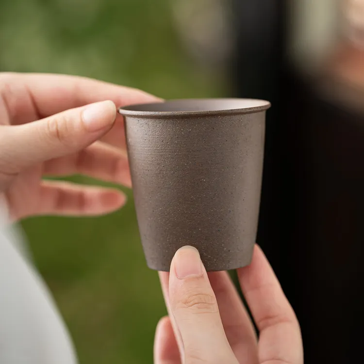 老岩泥粗陶可乐杯陶瓷单个高档简约主人杯个人专用品茗杯复古茶杯