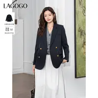 【重百优选】lagogo2025新款藏青时尚通勤职场雅致西装女OCWW438G20