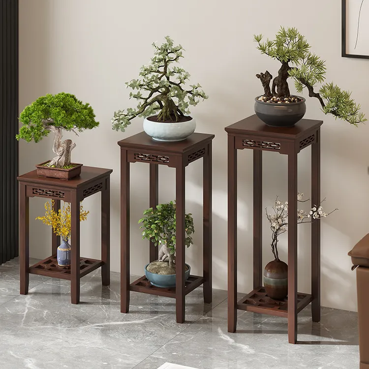 落地花盆花架置物架家用阳台客厅轻奢现代简易盆景仿古花架子新款