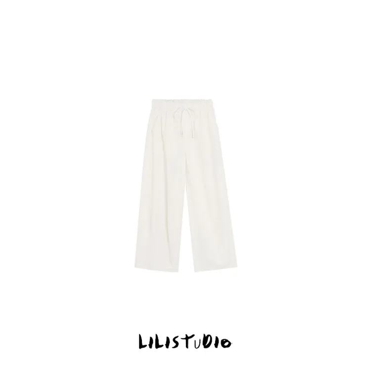 PCNY「花边抽绳」不理理夏季新款女装通勤百搭洋气花边设计感休闲裤