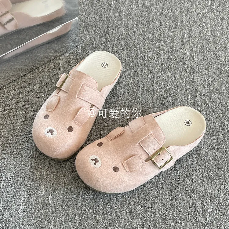 早春粉色懒人鞋一脚蹬勃肯鞋女款2026新款爆款包头拖鞋外穿百搭款