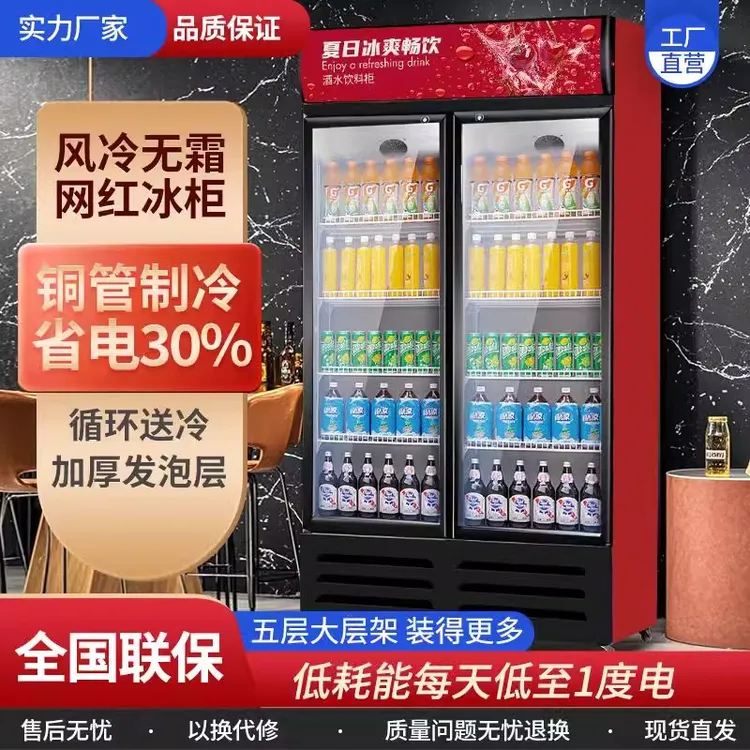 展示柜冷藏大容量饮料柜冰柜商用保鲜柜超市玻璃门冰箱立式啤酒柜