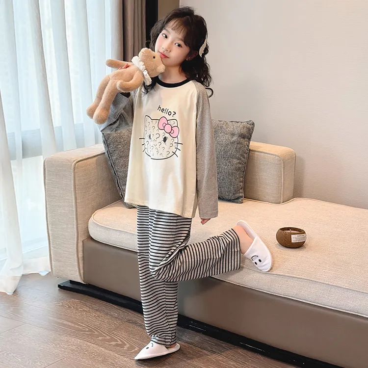 女童软糯卡通家居服春秋2025新款中大童洋气小女孩两件套睡衣舒适