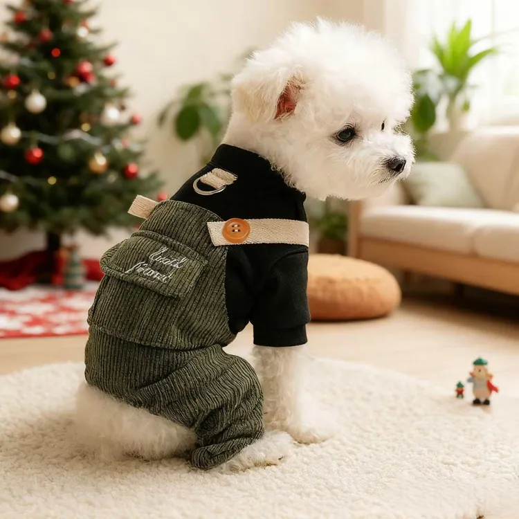 狗狗衣服秋冬加绒加厚保暖背带裤可爱四脚衣中小型犬秋冬宠物衣服