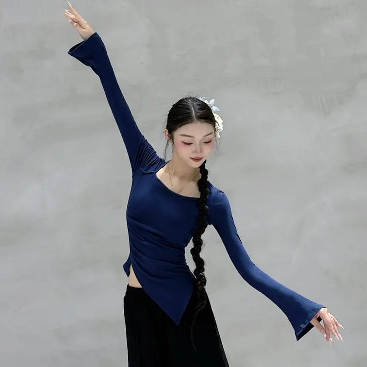 现代舞上衣黑色古典舞服装形体训练服2025新款夏长袖舞蹈生练功服