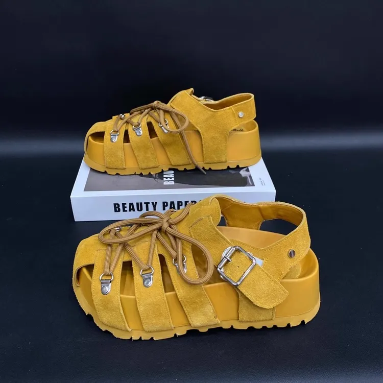 2025新款厚底凉鞋女外穿时尚百搭休闲增高舒适皮带扣包头罗马凉鞋