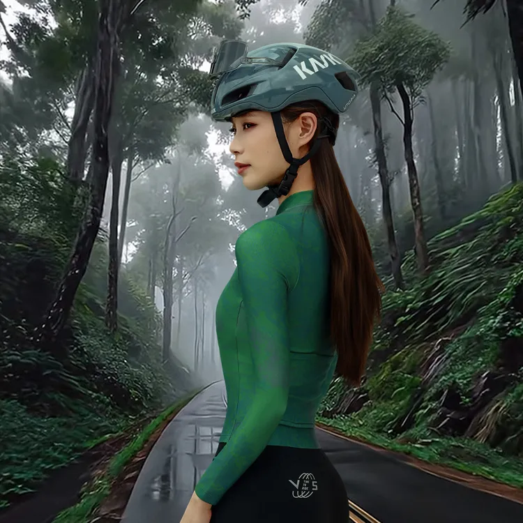「秋季新品-女款男士薄绒」秘境森林弹力保暖秋冬长袖骑行服竞赛版