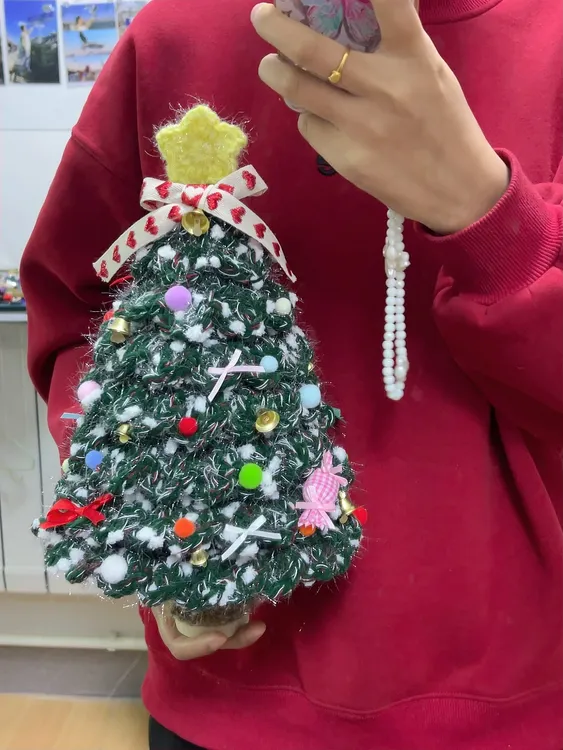 纯手工钩织 圣诞树摆件