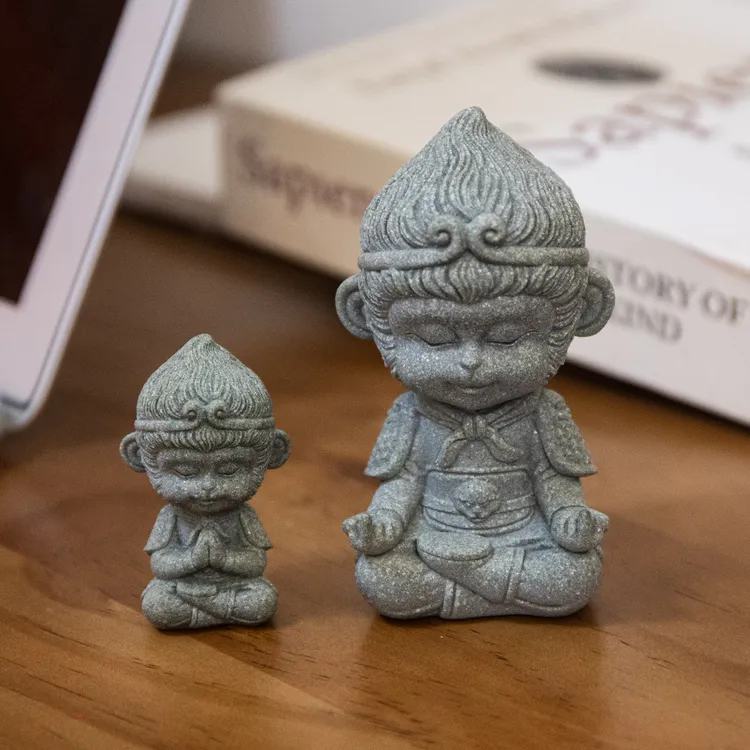 国风禅意小悟空桌面摆件大圣茶宠园艺假山微景观造景家居装饰礼品