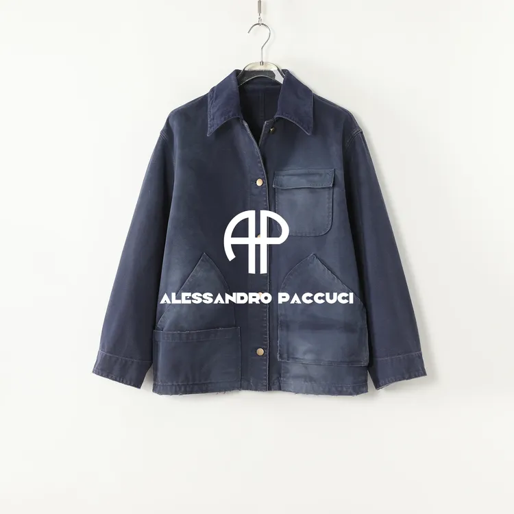 AP洛哥53130WT【限量/暮霭幽蓝】棉莱赛尔翻领磨破马骝复古休闲外套