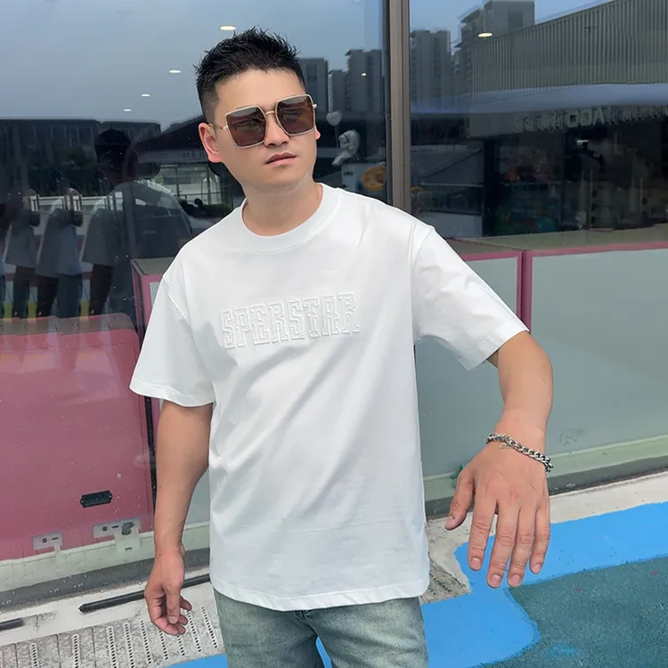 男装短袖美式潮牌ins夏季新款短袖T恤男士简约字母刺绣打底体恤潮