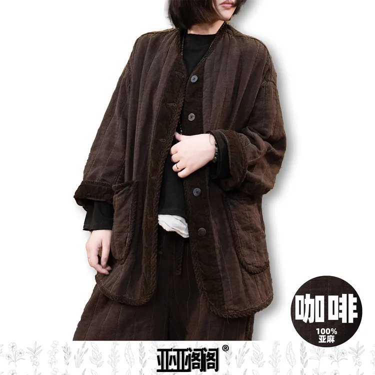 奢品定制【纯亚麻纯手工夹棉棉服】纯手工匠心明线奢品夹棉棉服191