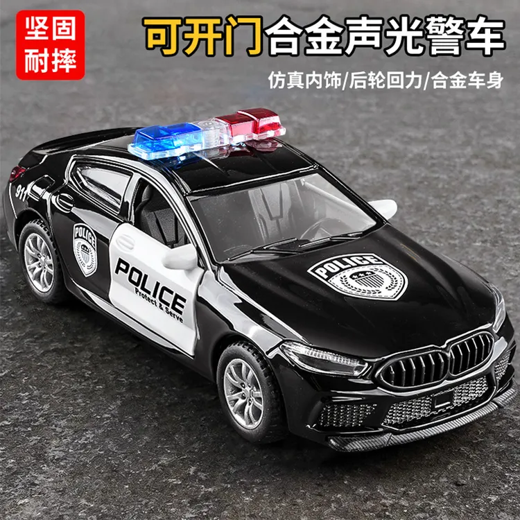 儿童合金警车玩具男孩小汽车模型摆件M8跑车仿真可开门110警察车6