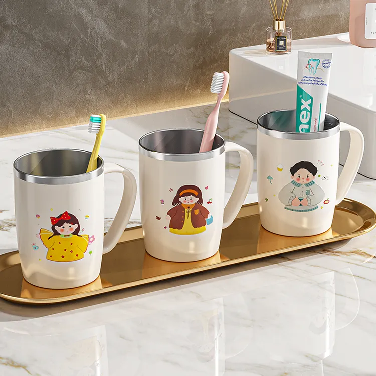 304不锈钢漱口杯防霉抗菌家用刷牙杯子可爱儿童牙刷杯高颜值牙缸