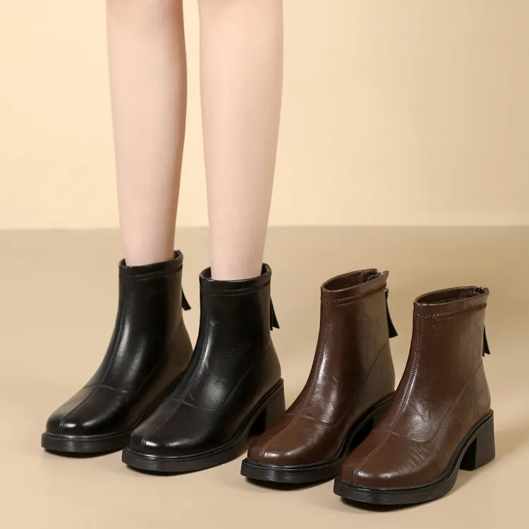 秋冬短筒防脏纯色女少女风马丁靴靴子女鞋复古中跟381