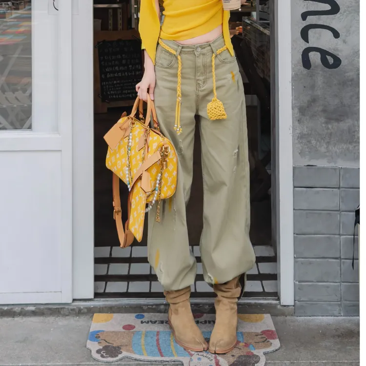 【SISTER】妹妹自留款夏上新休闲百搭显瘦做旧涂鸦破洞牛仔阔腿裤