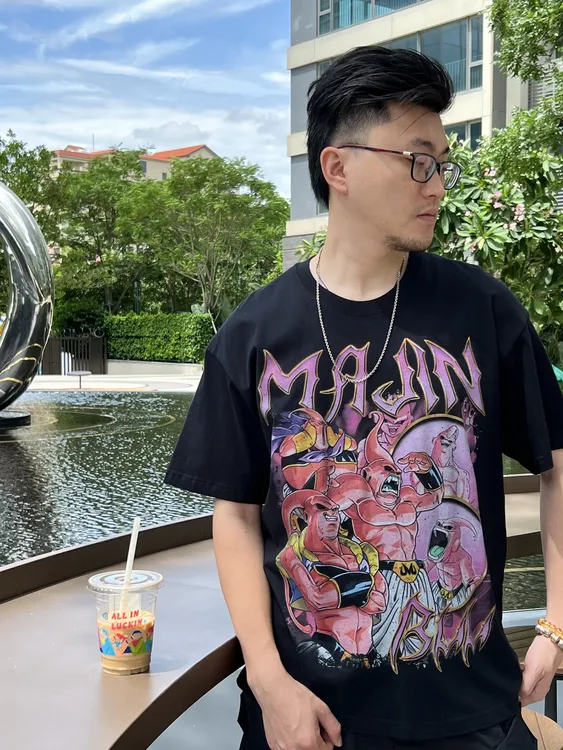 YXY【七龙珠魔人布欧】动漫二次元重磅复古T恤情侣短袖直喷棉印花潮