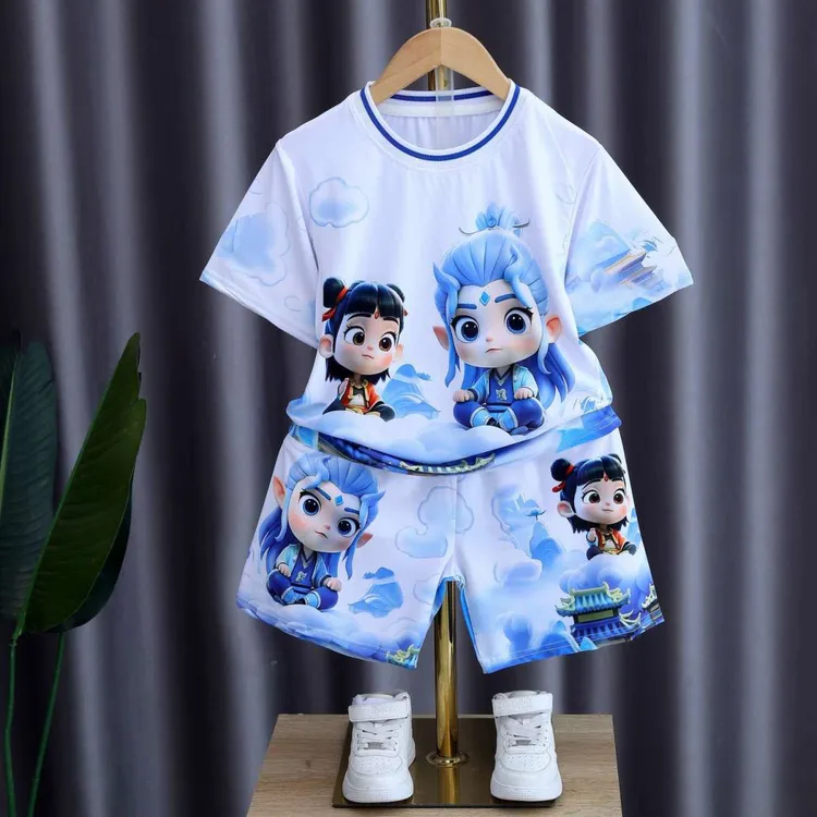 2025夏季新款哪吒男童网眼速干衣服套装夏装短袖短袖儿童两件套潮
