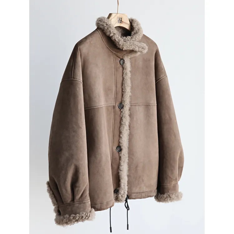 Forlin芙临  布朗棕双面美利奴  羊皮毛一体外套  HT102302