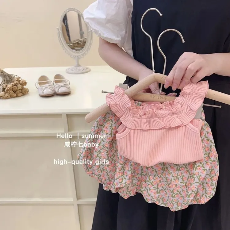 戴维贝拉女童夏装套装2025新款洋气宝宝韩版夏季儿童背心吊带